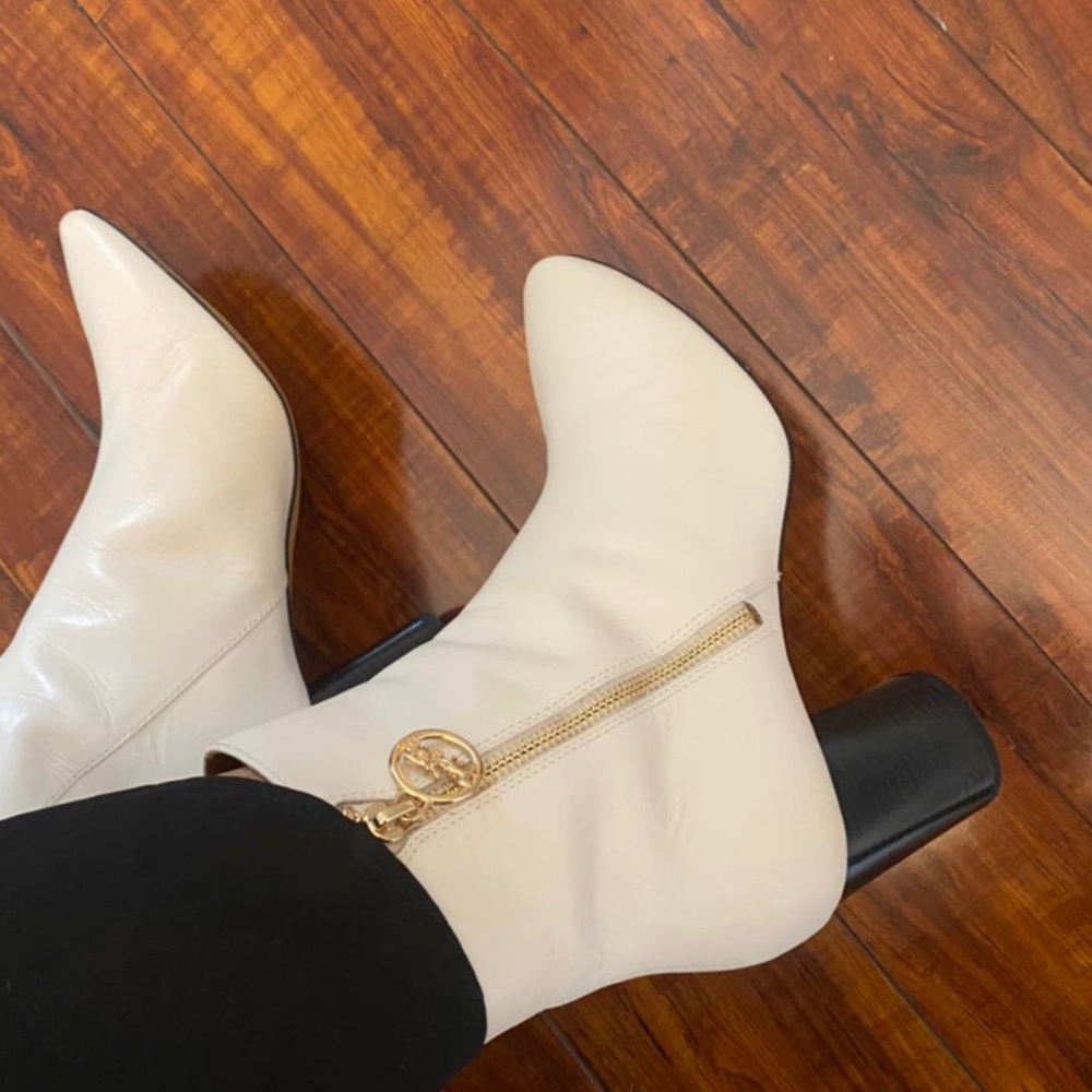 Coach white heeled boots